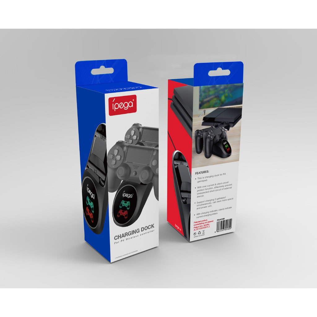 Đế sạc đôi cho tay cầm PS4 4Slim/ Pro có đèn báo Dobe/Ipega