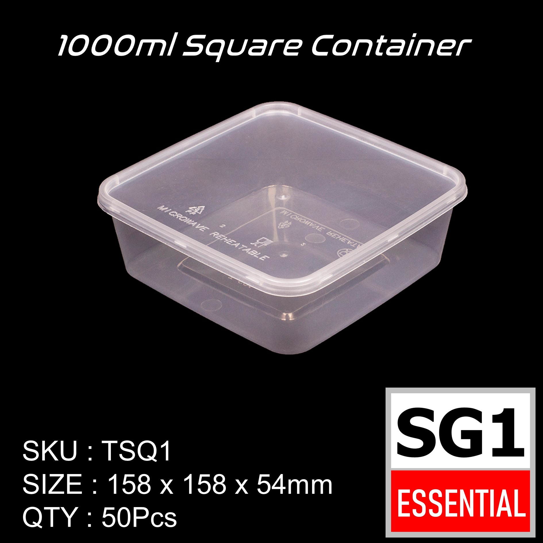 Disposable Takeaway Plastic Container 1000ml Square Food Container Lazada Singapore