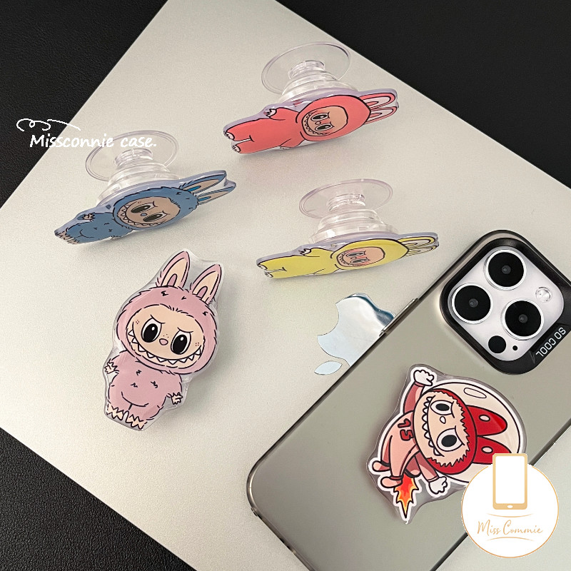 Fashion Brand Creativity Cartoon Pop Mart Labubu Bracket Funny Purple Cloude Ghost Universal Foldable Ring Holder Support Colored LABUBU Soft Stand Luxury Epoxy Phone Holder. 