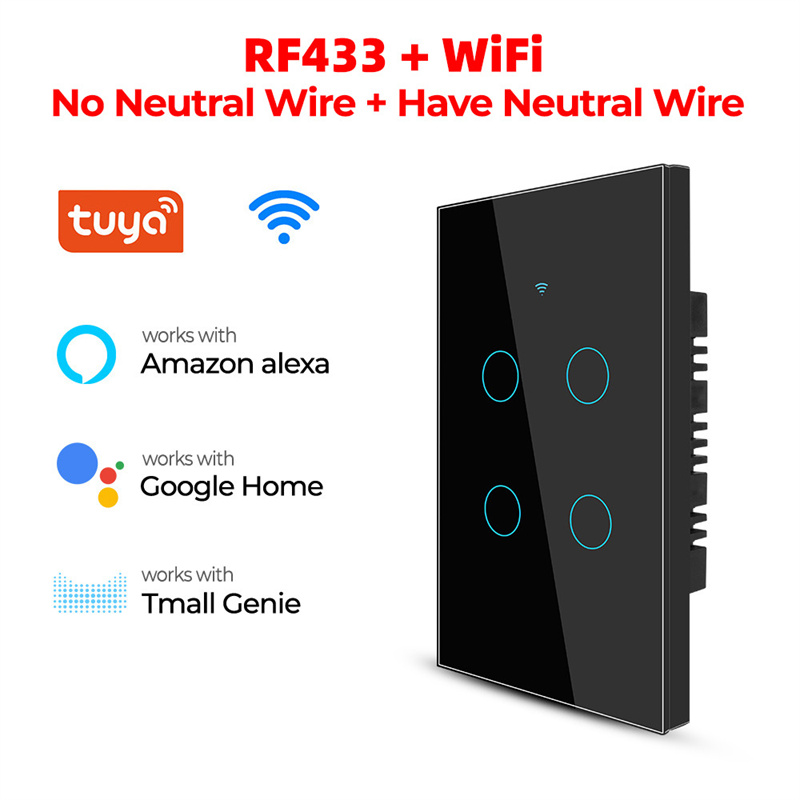 KAIMEIDI Smart WiFi Bluetooth wall touch switch light 433 remote control mobile phone APP timing voice remote control
