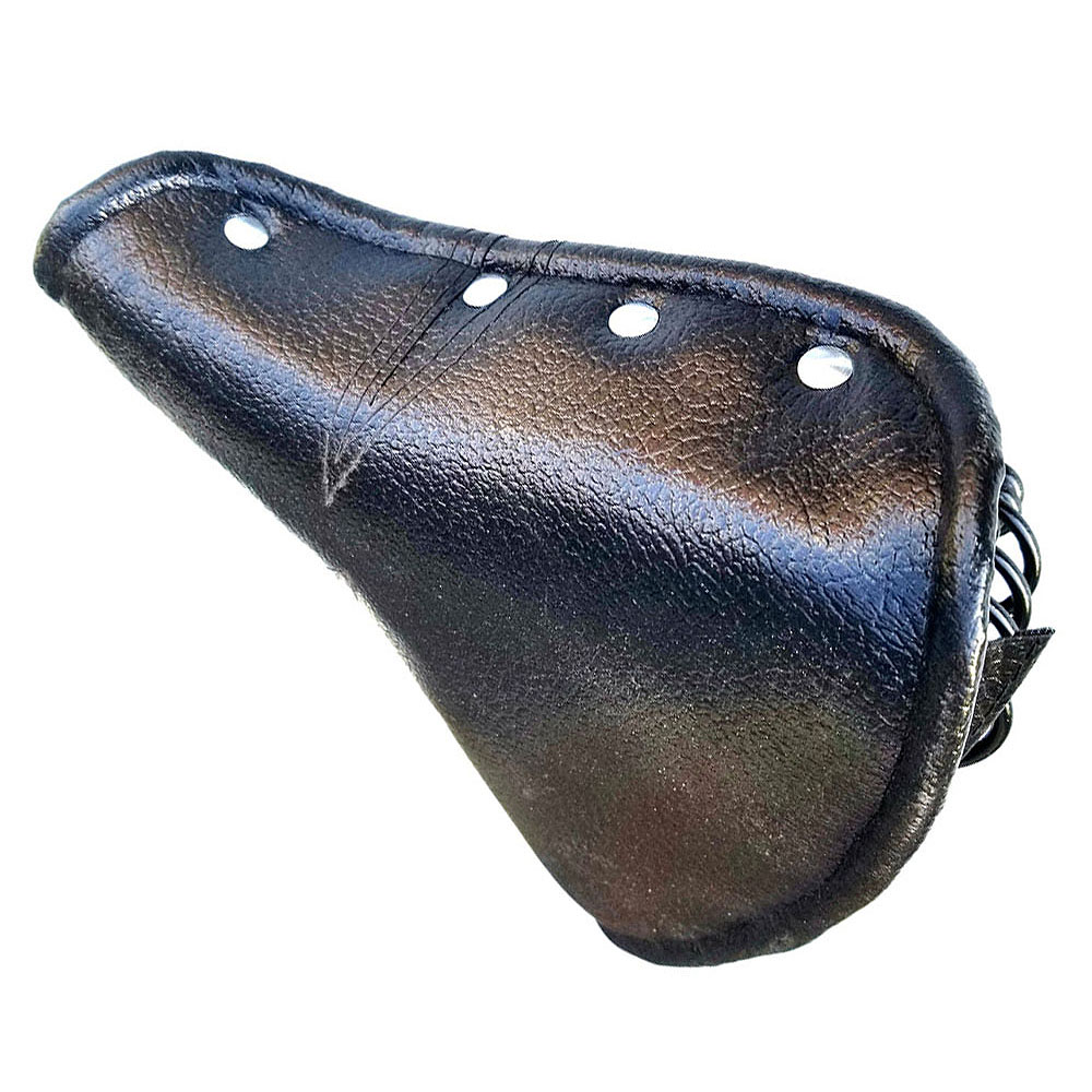Vintage Faux Leather Bicycle Saddle Rivet Sprung Spring Black. 