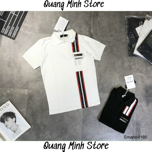 Áo thun có cổ unisex mikenco stripe polo