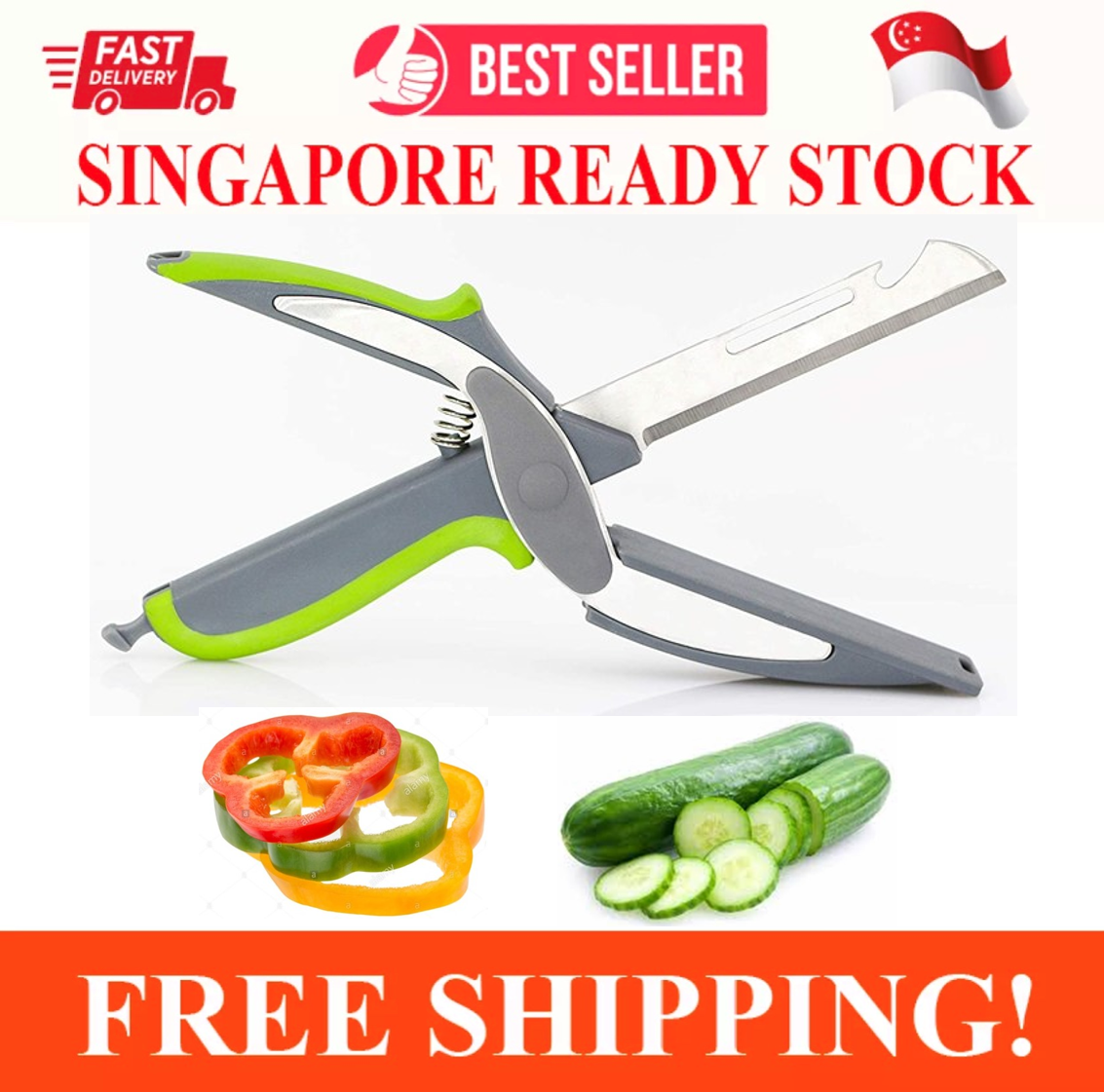 Vegetable Cutter & Kitchen Scissors - All-Purpose Heavy Duty Food Scissors With Cutting Board
