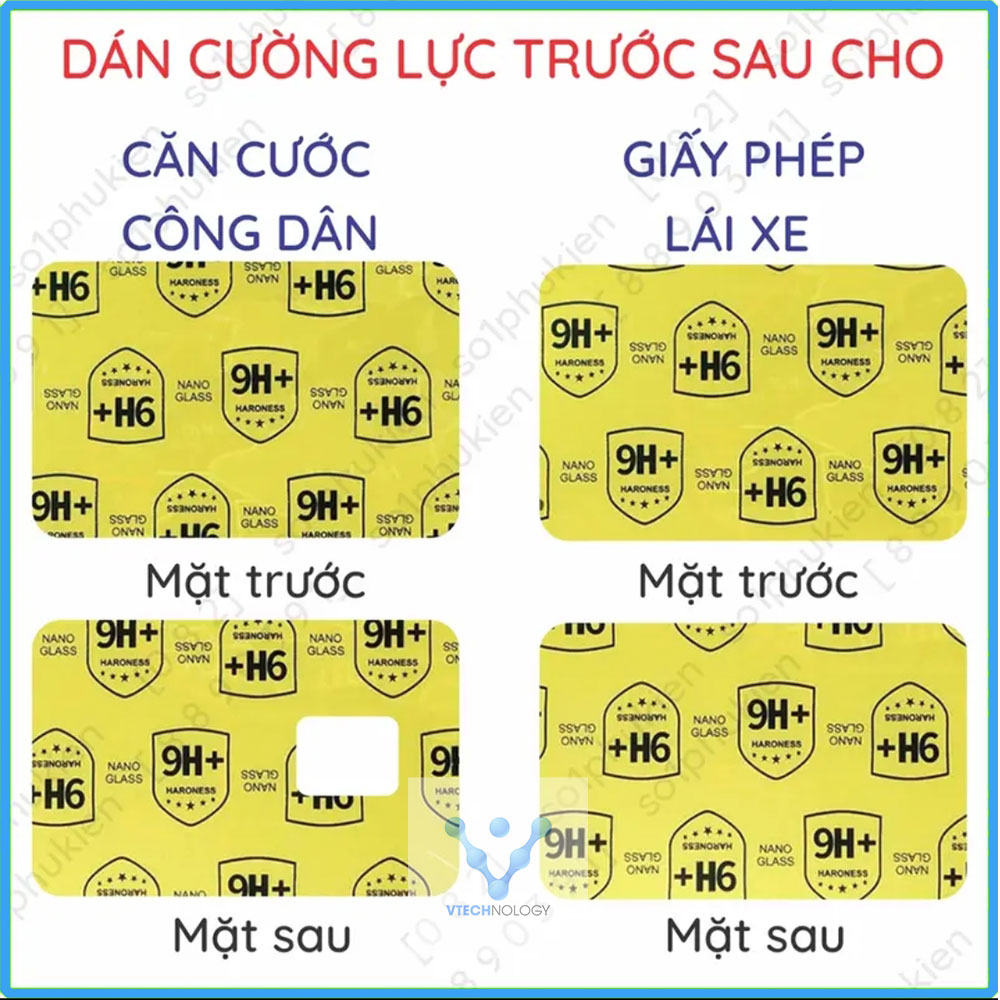Miếng dán bảo vệ căn cước công dân, GPLX, tấm dán cường lực dẻo nano 9h+ dành cho CCCD, giấy phép lái xe .