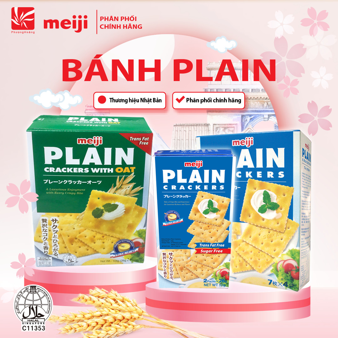 [ BÁNH MEIJI NHẬT BẢN ] Plain Cracker 104G/52G/3 vị