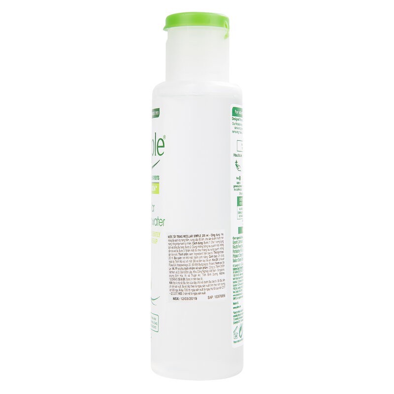 [Tem Phụ] Nước Tẩy Trang Simple Dành Cho Da Nhạy Cảm 200ml