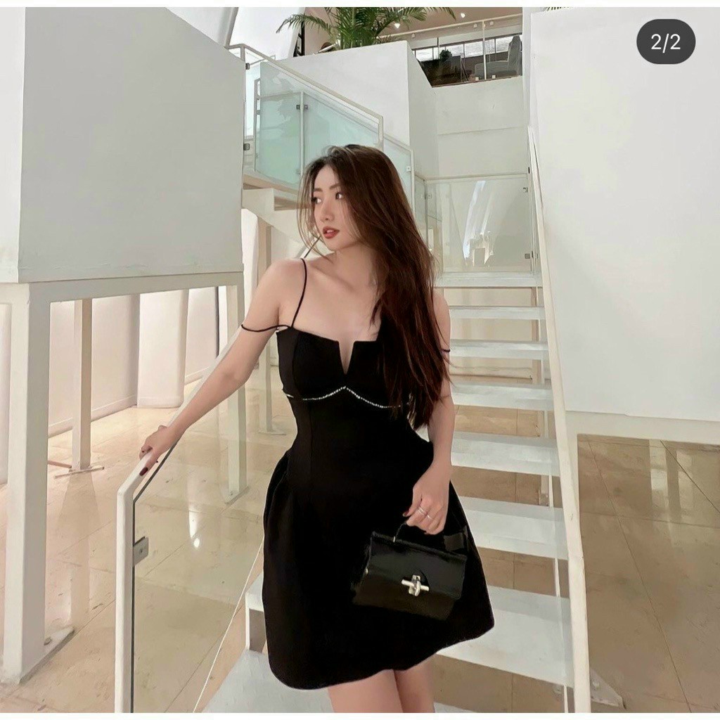 Đầm Xòe Dây Đính Dây Đá (có mút) Sang Chảnh
