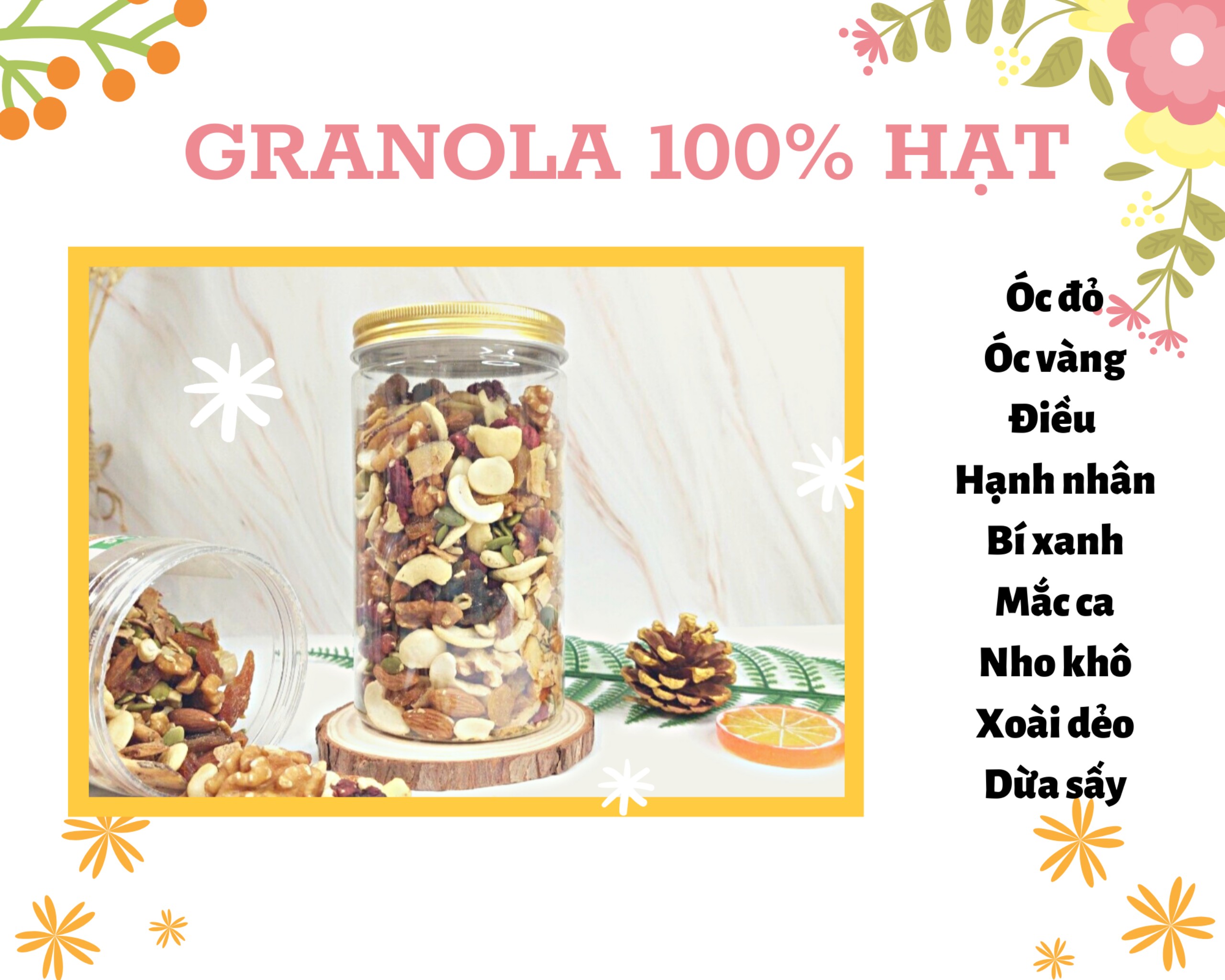 GRANOLA NGŨ CỐC ĂN KIÊNG 100% HẠT ( KHÔNG YẾN MẠCH)