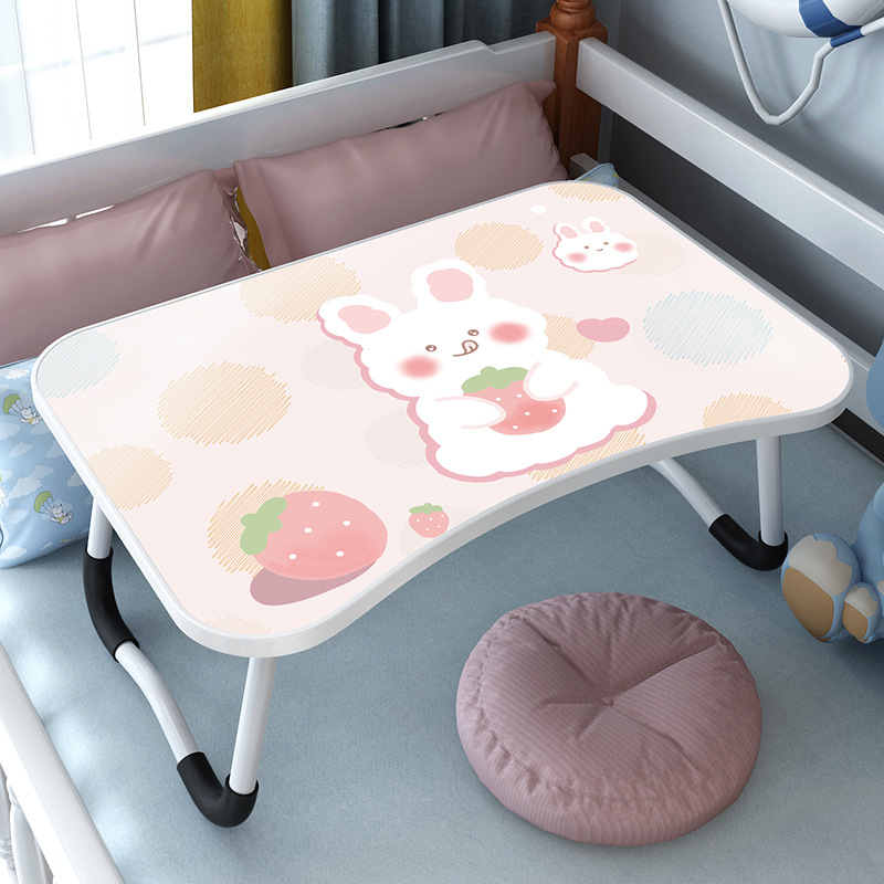 Foldable desk on the bed, student dormitory, learning computer desk, multifunctional and simple cartoon small table, bedroom