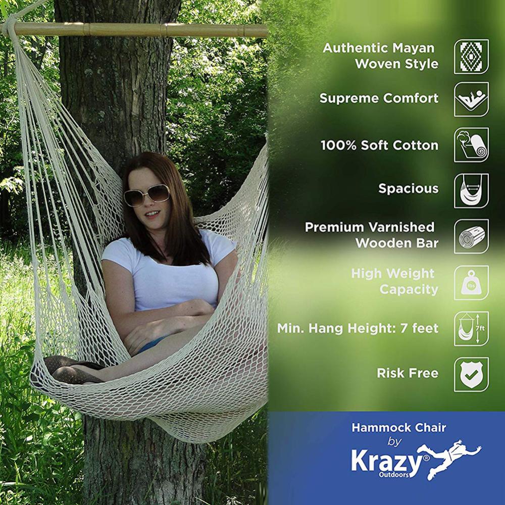 Large Cotton Rope Hammock Chair Portable Hanging Chair Indoor