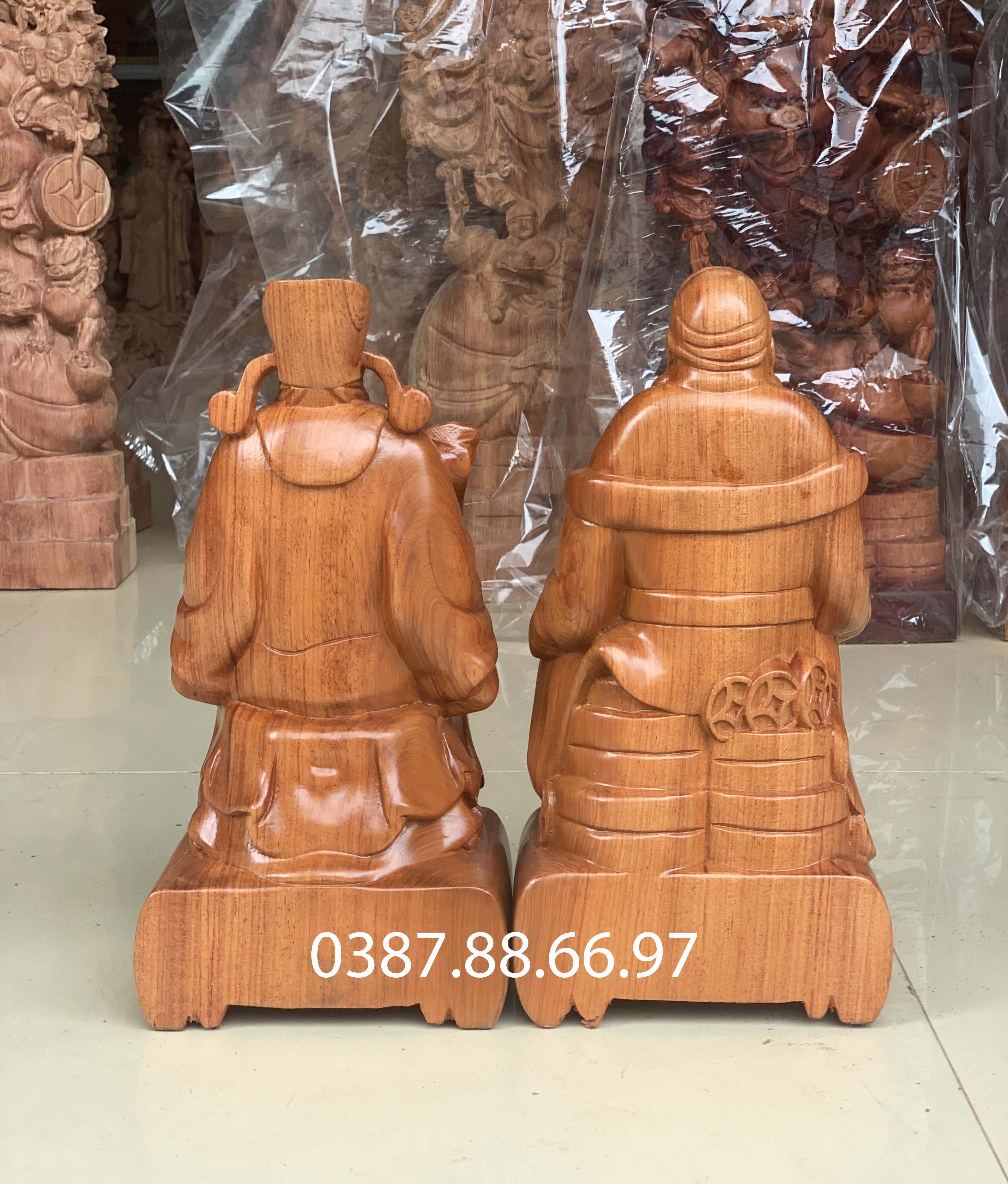 Cặp tượng thần tài thổ địa cao từ 15cm-->30cm chất liệu gỗ hương cực đẹp