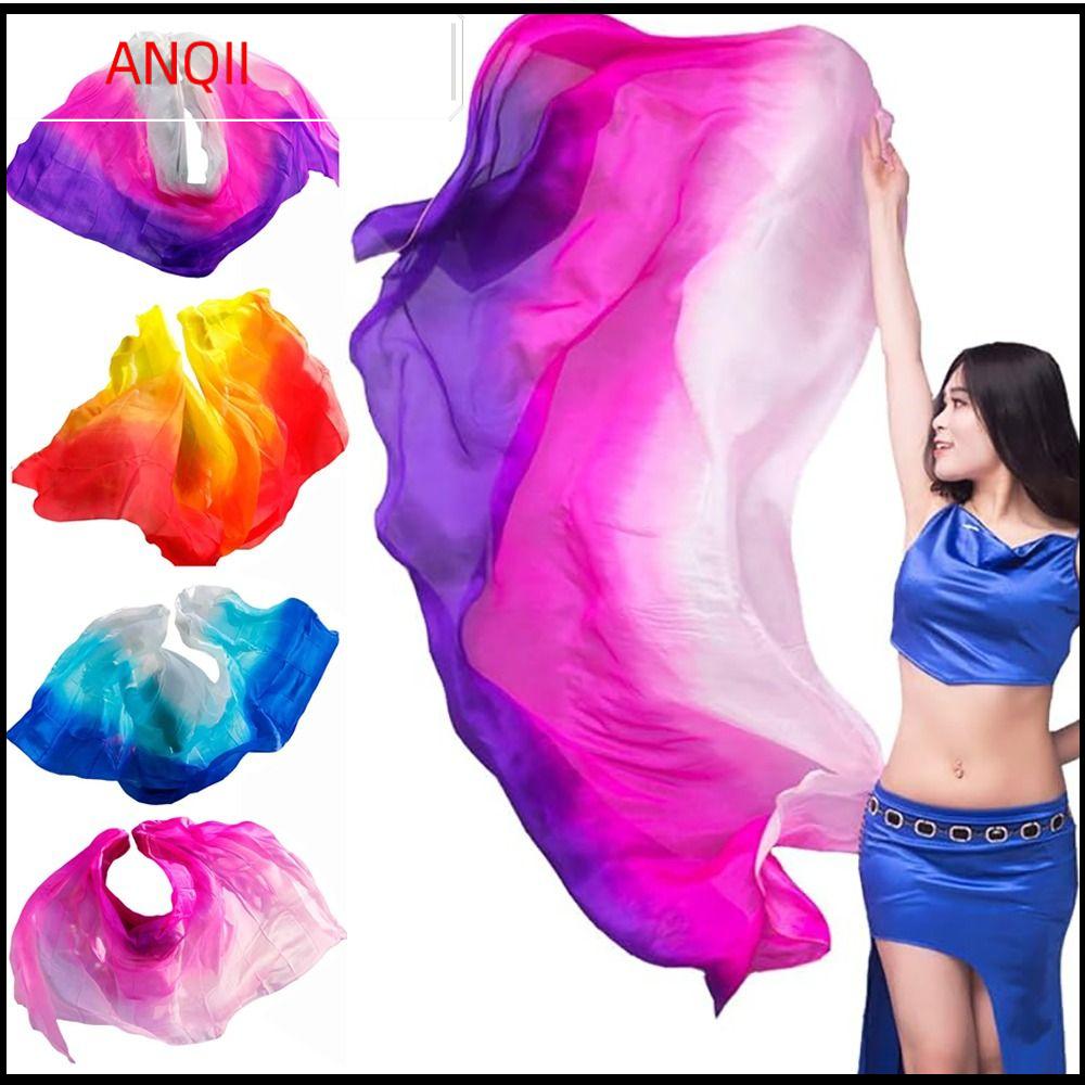 ANQII Màu sắc chuyển sắc Màn múa bụng Kết cấu nhẹ 250cmx120cm Khăn choàng Phụ kiện trang phục Khăn choàng múa bụng Latin