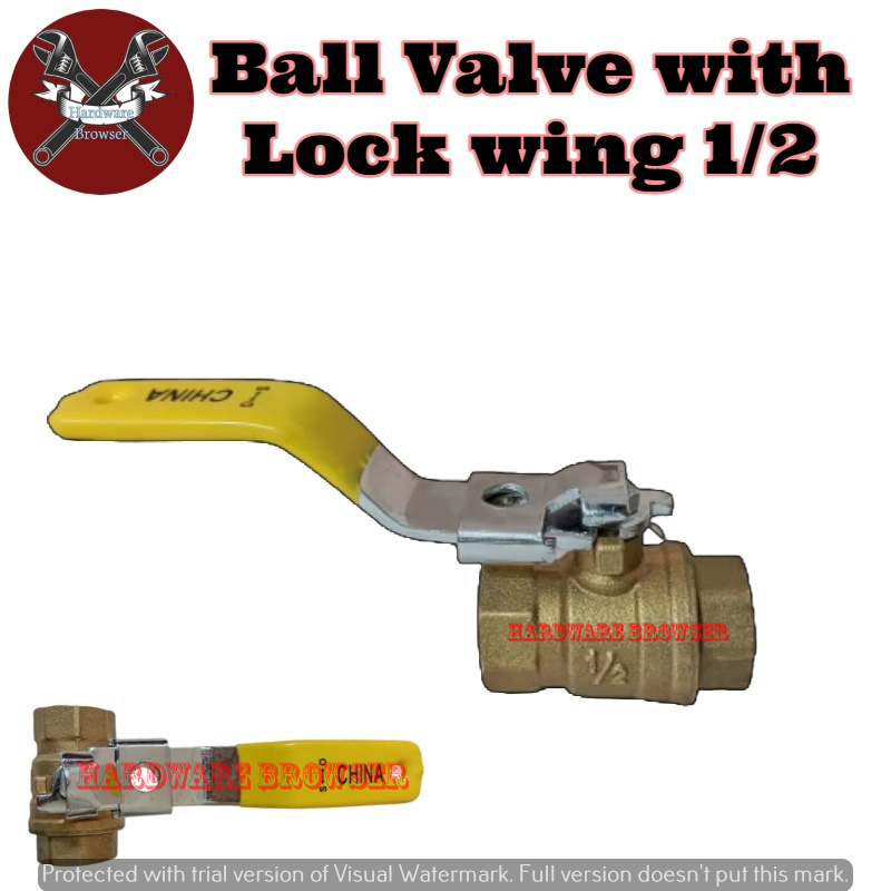 1205 Ball Valve with Lock wing 1/2 Brass for Water Meter All Copper