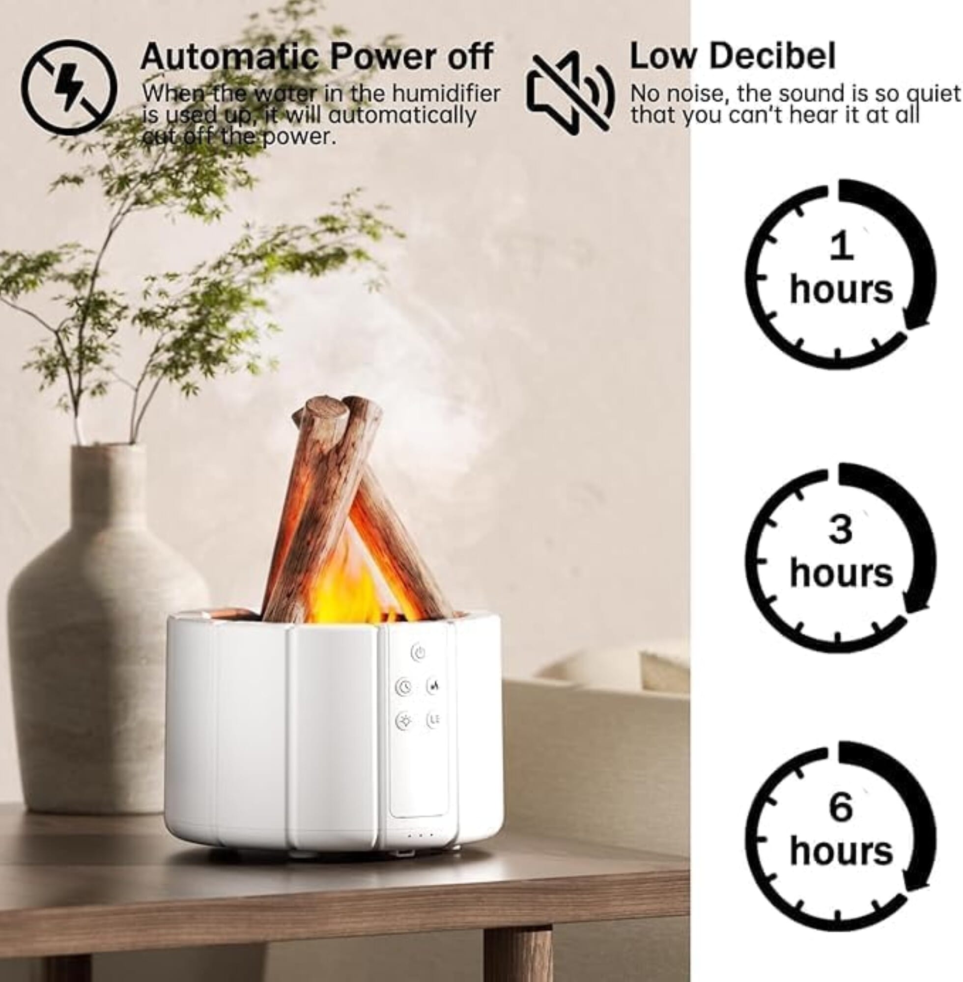 Bonfire Humidifier 250ML with Remote Control, Silent Flame Diffuser ...