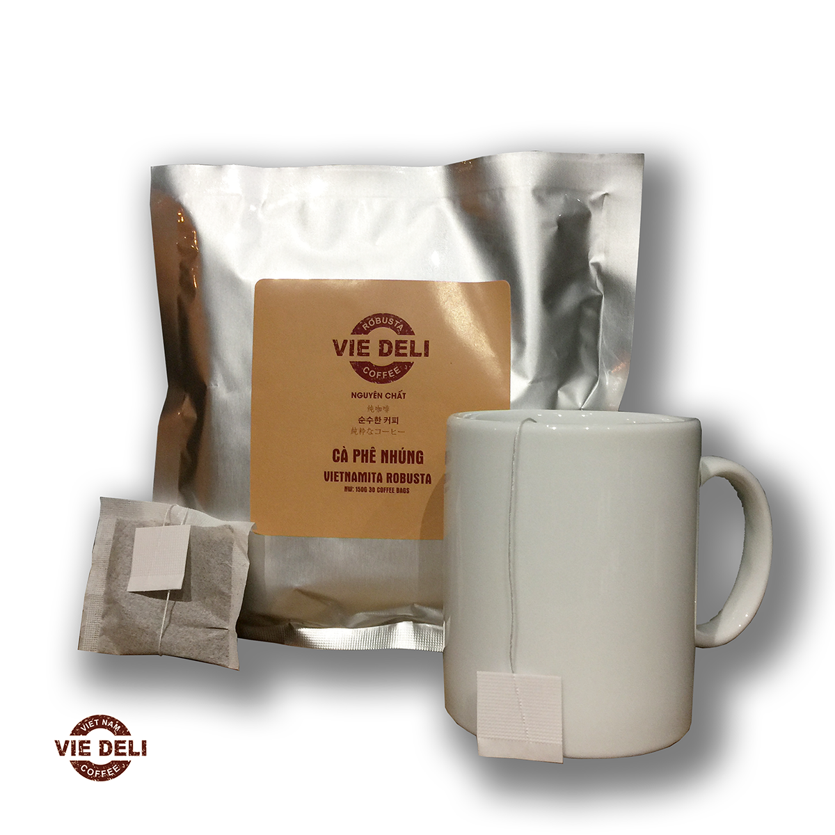 Cà phê nhúng tiện dụng, bịch 30 túi lọc, robusta nguyên chất 100% thumbnail