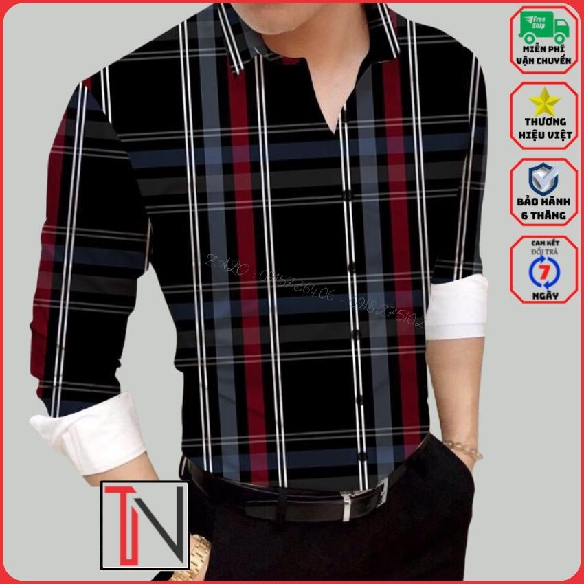 Áo Sơ Mi Nam Tay Dài Họa Tiết Sọc Caro Kiểu Hàn Quốc Đẹp -MSA13- Chất Liệu Lụa Twill Mềm Mại , Mịn Màng , Chống Nhăn , Siêu Mát , thấm hút mồ hôi nhanh🔸 TANNGUYEN 🔸