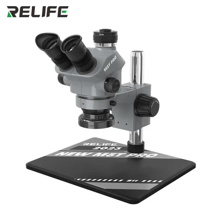 Kính hiển vi relife rl-m5t pro b11 độ độ phóng đại 7-50x, 3 mắt song song, cổ nối ctv 0.35x
