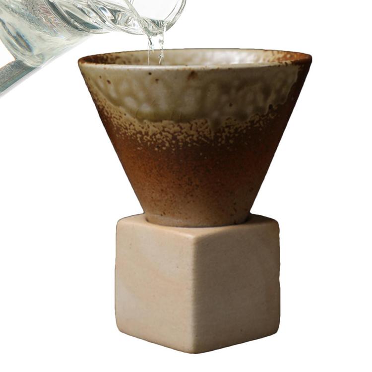 Coarse Ceramic Coffee Cup Ceramic Coffee Mug with Base Ceramic Mug with Base Creative Coffee Cup Funnel Coffee Tea Cup 200Ml/7 Oz Ceramic Cup Cone Shape Porcelain Mug Coarse fitting