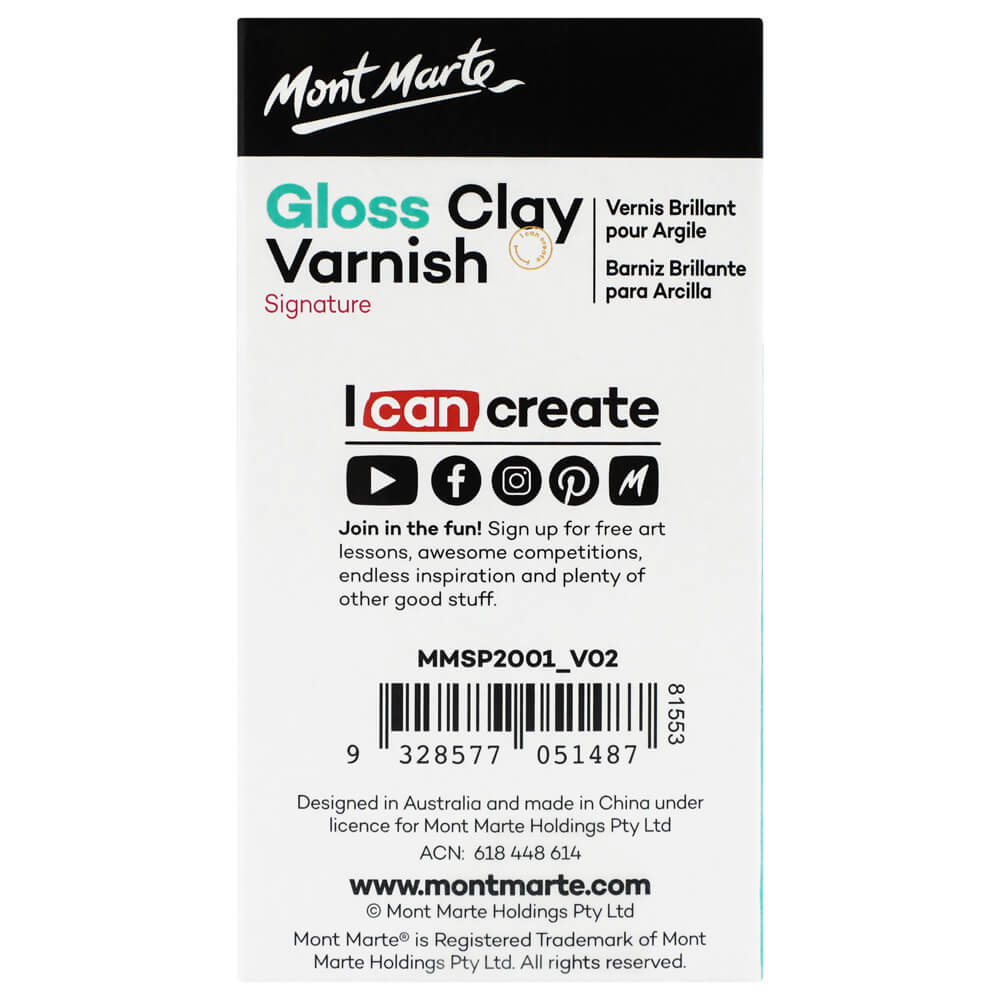 Mont Marte Clay Varnish Gloss 120ml.