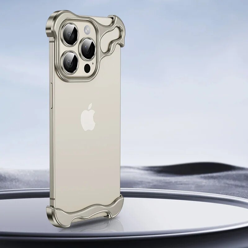 Luxury Irregular Aluminum Alloy Bumper Case For iPhone 15 12 13 14 Pro Max Plus With Lens Film Protection Metal Shockproof Cover