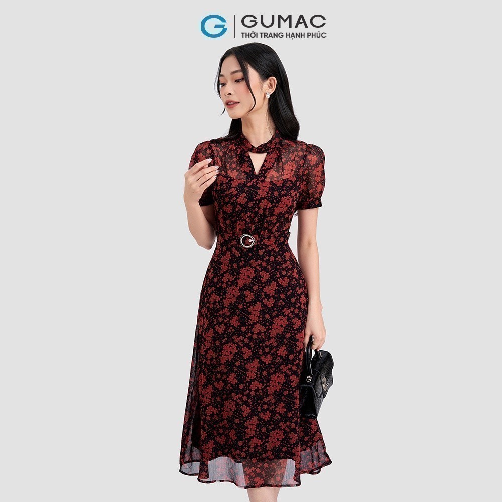 Đầm nữ A cổ xoắn GUMAC DD03065