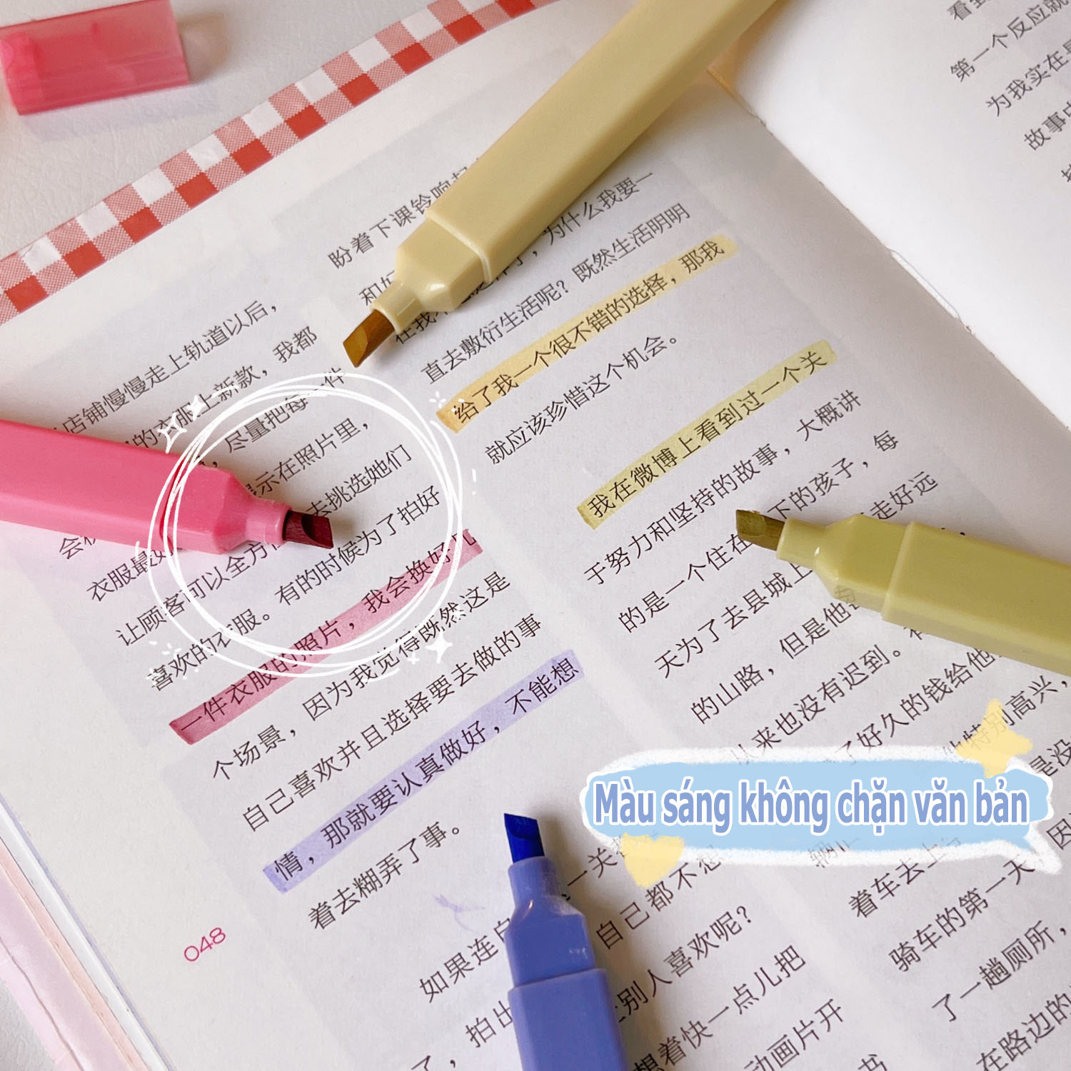 (6 pcs/hộp) Set 6 bút dạ quang, bút đánh dấu, highlight