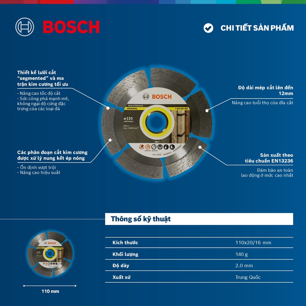 Đĩa cắt kim cương Bosch đa năng