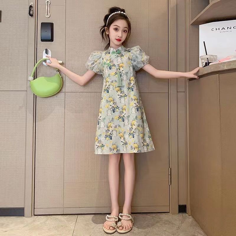 Hobibear cô gái hanfu phong cách trung quốc cải tiến váy cô gái sườn xám, trẻ em