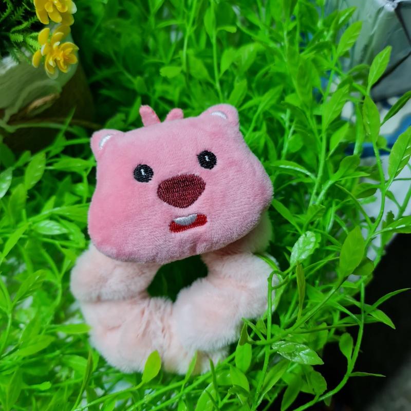 Dây buộc tóc hoạ tiết gấu hồng Loopy dễ thương