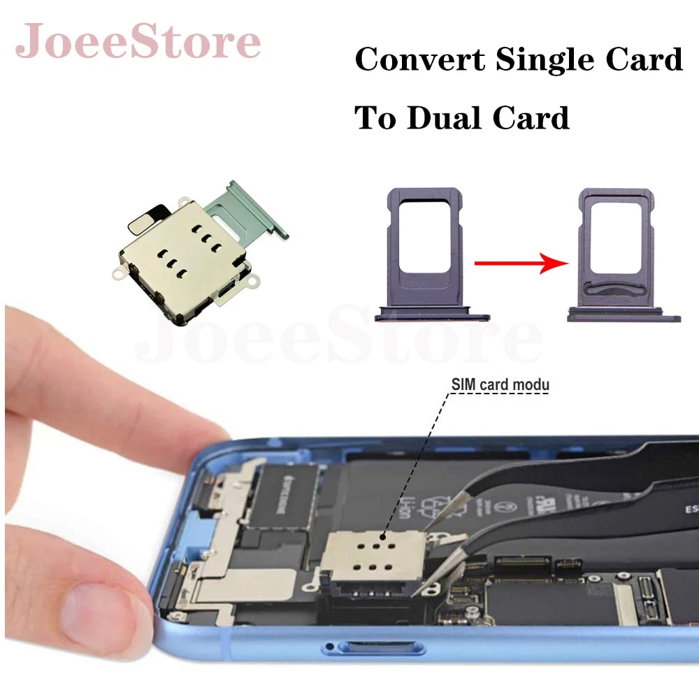 1set Dual Sim Card Reader Connector Flex Cable For iPhone 11 12 13 Pro Max XR SIM Card Tray Holder Slot Adapter Replacement Part. 