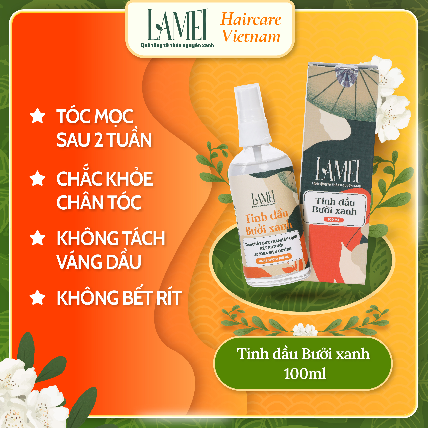 Kích Mọc Tóc Tinh Dầu Bưởi Xanh Lamei 100ml