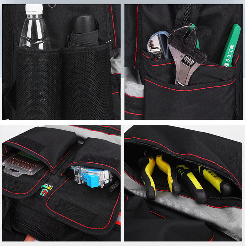 Plastic bottom double shoulder tool backpack large housekeeping service pack cleaning backpack Oxford cloth tool kit portable