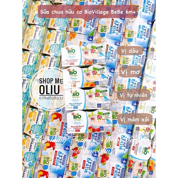 -Sữa chua Bio Village Bebe hữu cơ cho bé từ 6 tháng.