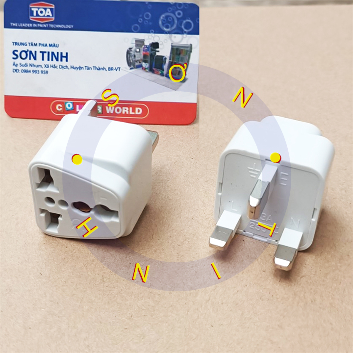 Phích cắm chuyển 3 chấu thành 3 chấu kiểu anh ổ cắm du lịch, 3 chân cắm kiểu anh ad2 mpe giá rẻ