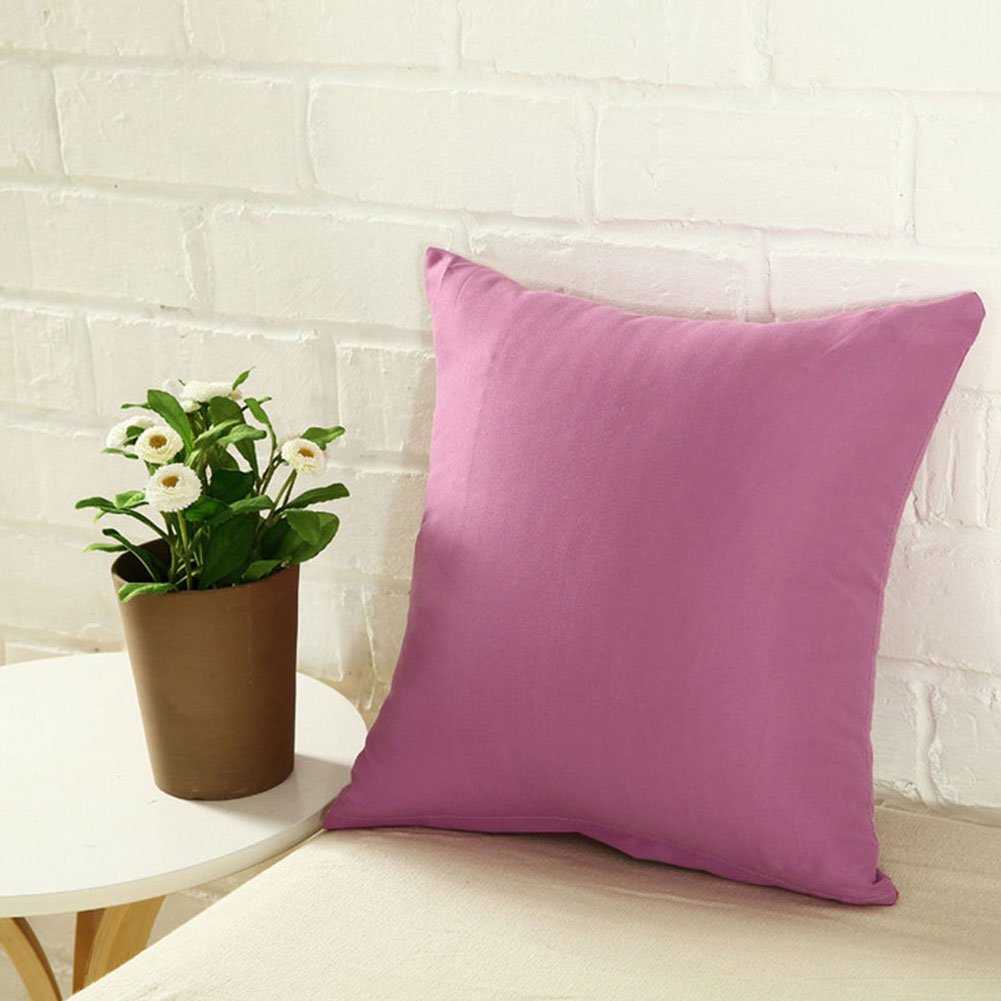 Plain Solid Color Throw Pillow Case Home Sofa Linen Cotton Square Cushion Cover