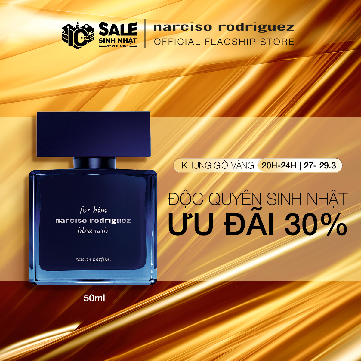 [20H-24H 28.3 I GIẢM 30%] Nước hoa nam Narciso Rodriguez For Him Bleu Noir Eau De Parfum 50ml