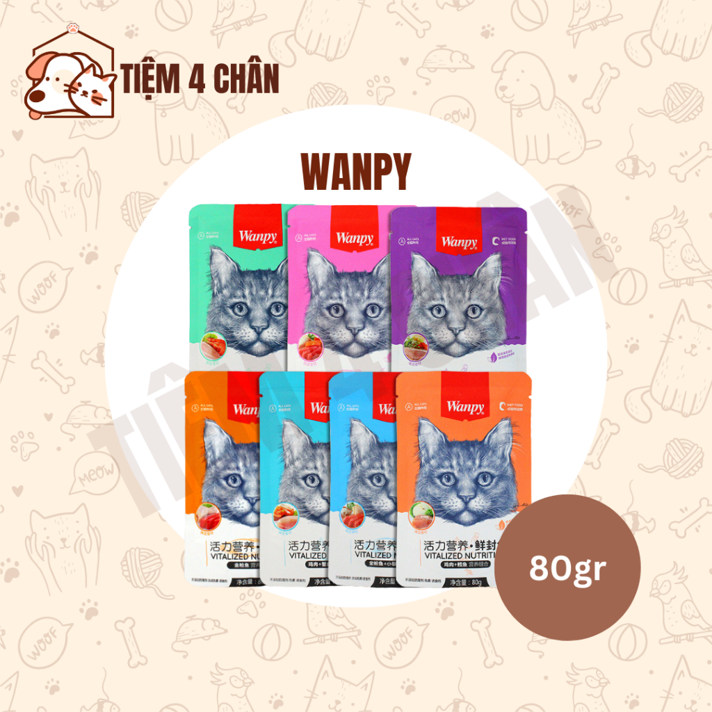 (Freeship) Combo 10 gói pate thức ăn ướt cho mèo Wanpy đủ vị