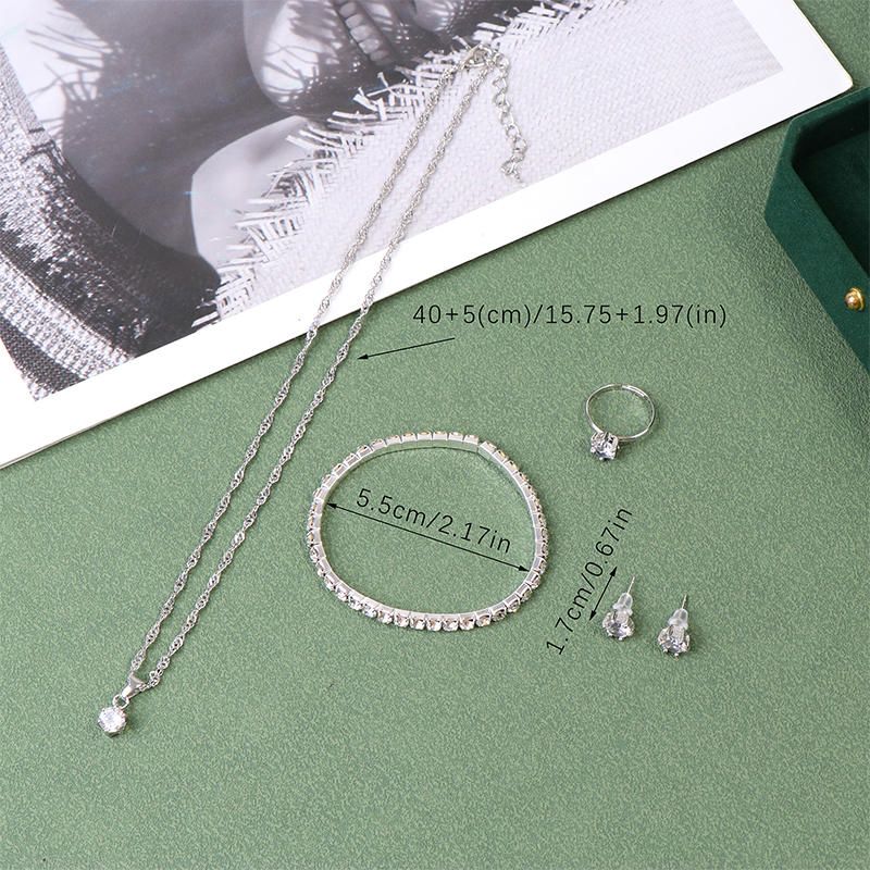 Luxury Women Ring Necklace Earrings Rhinestone Bracelet Female Casual ...