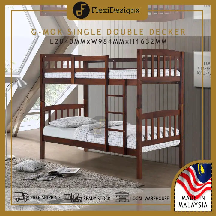 Ready Stock Gmok Double Decker Bed Standard Single Bunk Bed Frame Removable Bed Frame Split To Two Bed Frame Space Saver Bedroom Furniture Oak White Color Lazada Singapore
