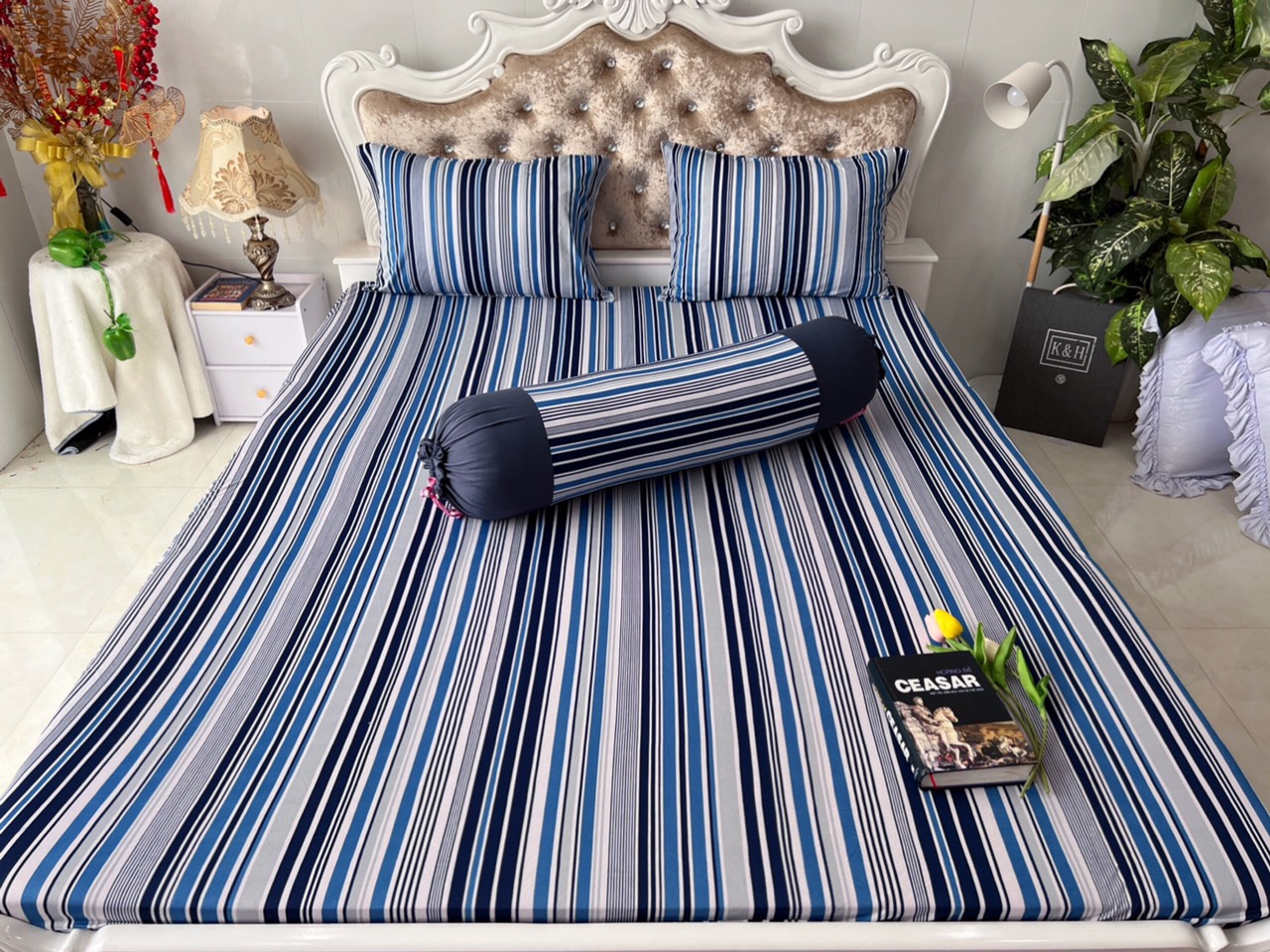 BỘ DRAP GA THUN HÀN QUỐC MẪU SỌC ĐẸP