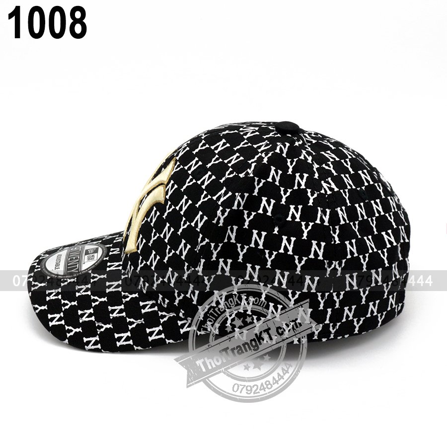 Nón kết MLB Monogram NY nâu đen