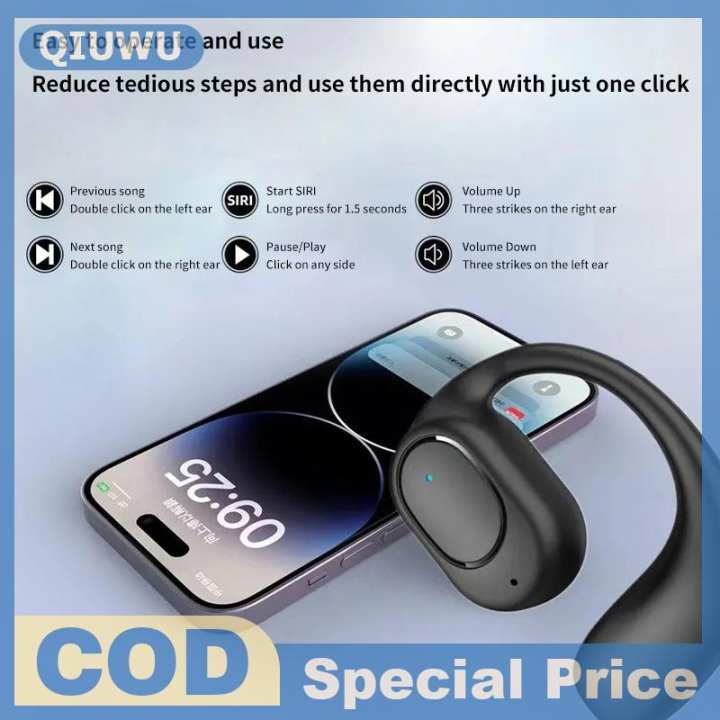 QIUWU Tai Nghe Không Dây Với Màn Hình Hiển Thị Kỹ Thuật Số Với Microphone Tai Nghe Khử Tiếng Ồn Tai Nghe Cho Lái Xe Audifonos C - Hình ảnh 5