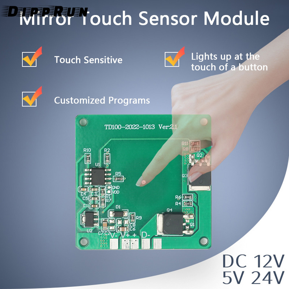 DIPPRUN 12V-24VTouch Sensor Switch for Bathroom Mirror LED Light Capacitive Touch Light Switch 12V24V Bathroom Smart Glass Capacitance Sensor Module