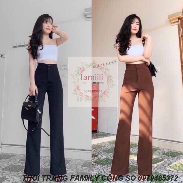 QUẦN ỐNG LOE CẠP CAO 2 KHUY