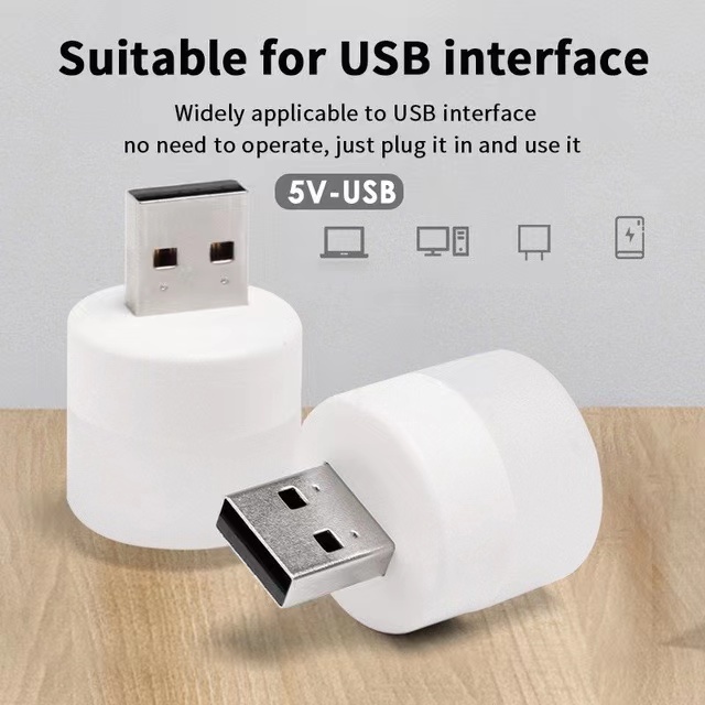 1PC USB Mini đèn ban đêm màu trắng ấm bảo vệ mắt Đèn đọc sách Phích cắm USB máy tính sạc di động đèn LED sạc đèn ngủ