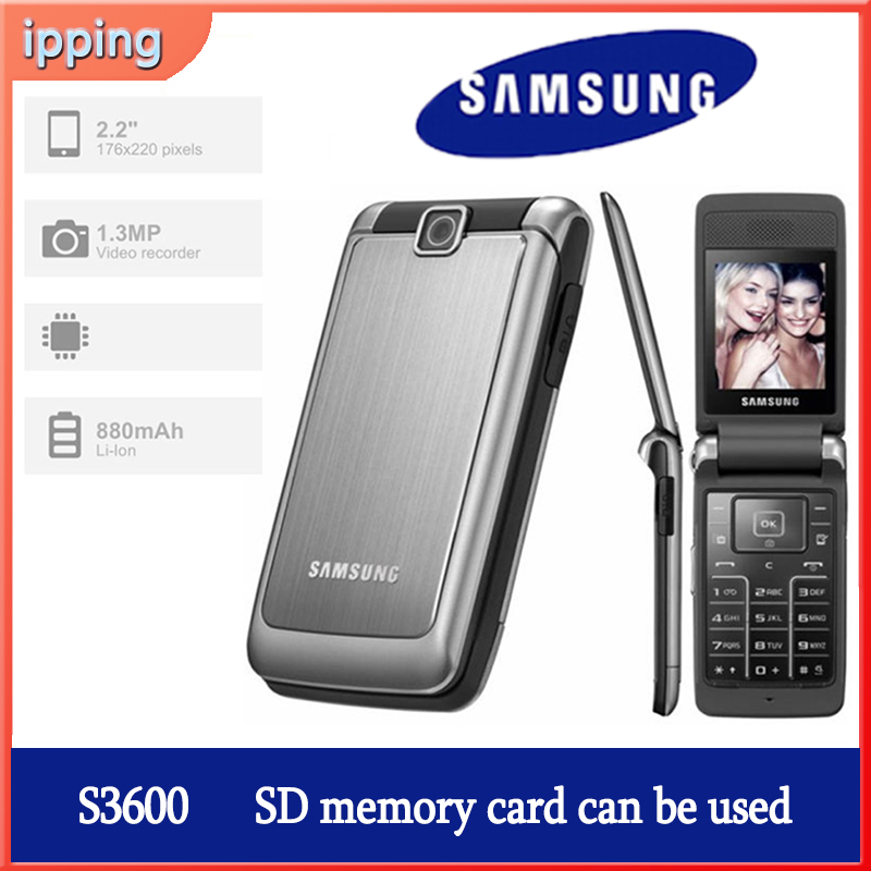 Original Samsvng s3600 flip phone 1.3mp gsm camera 2g mobile phone flip