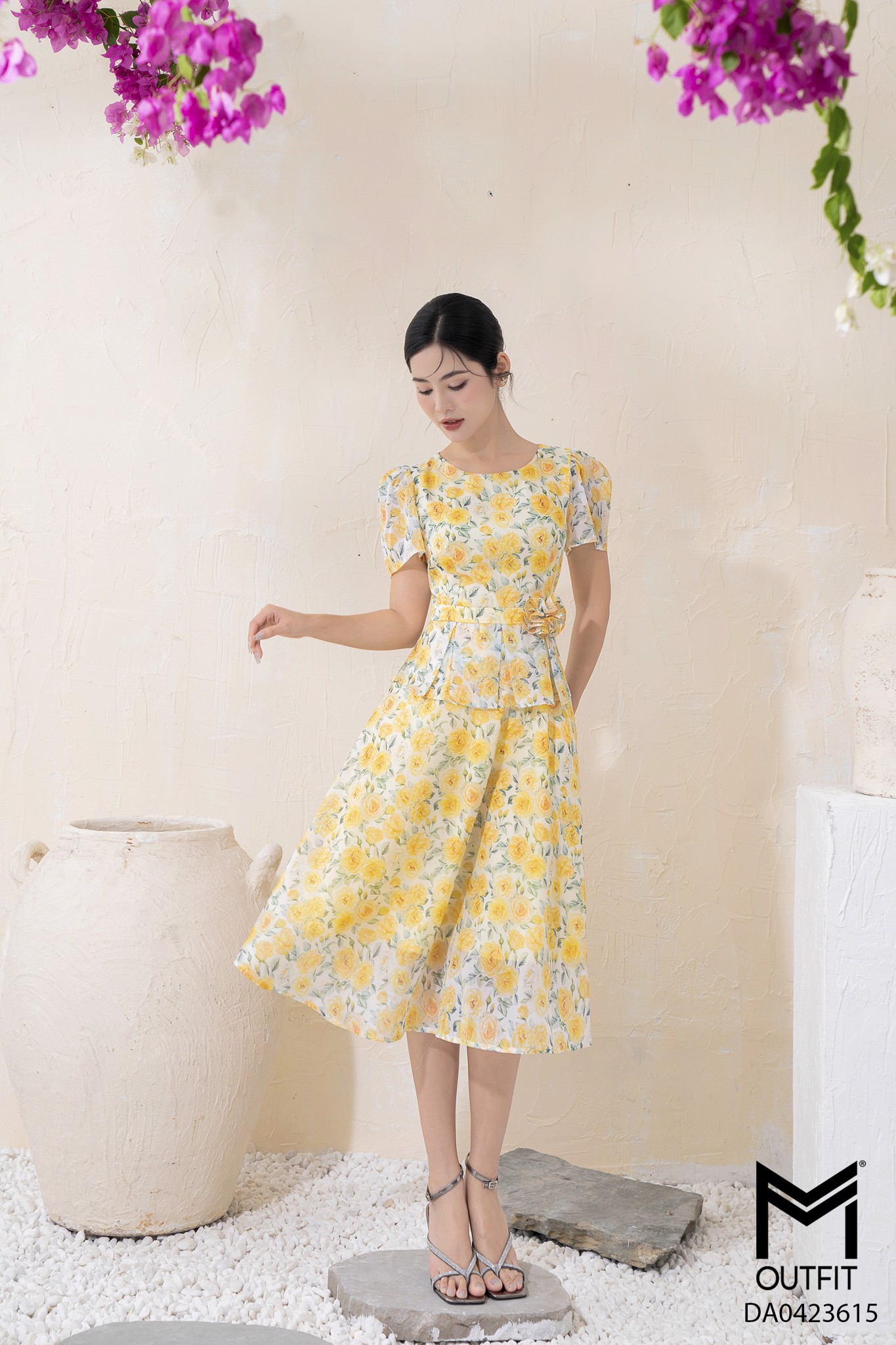 Đầm peplum đính hoa TT