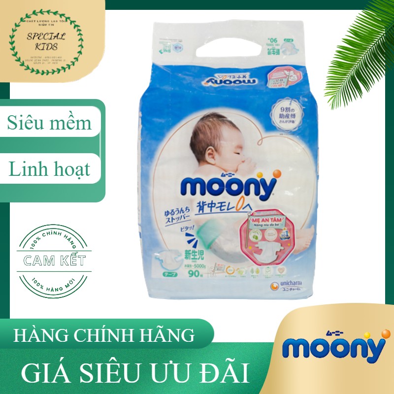 [Freeship 50K] Tã/Bỉm Dán Cộng Miếng MOONY Nhật đủ size NB96/S86/M68/L58.