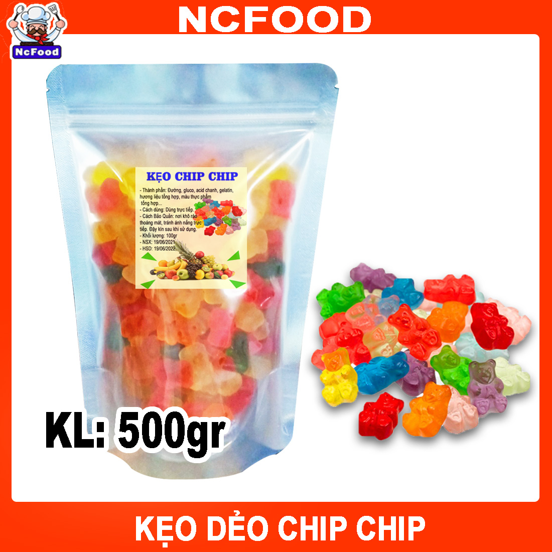 Kẹo Dẻo Chip Chip Vị Trái Cây 500gr