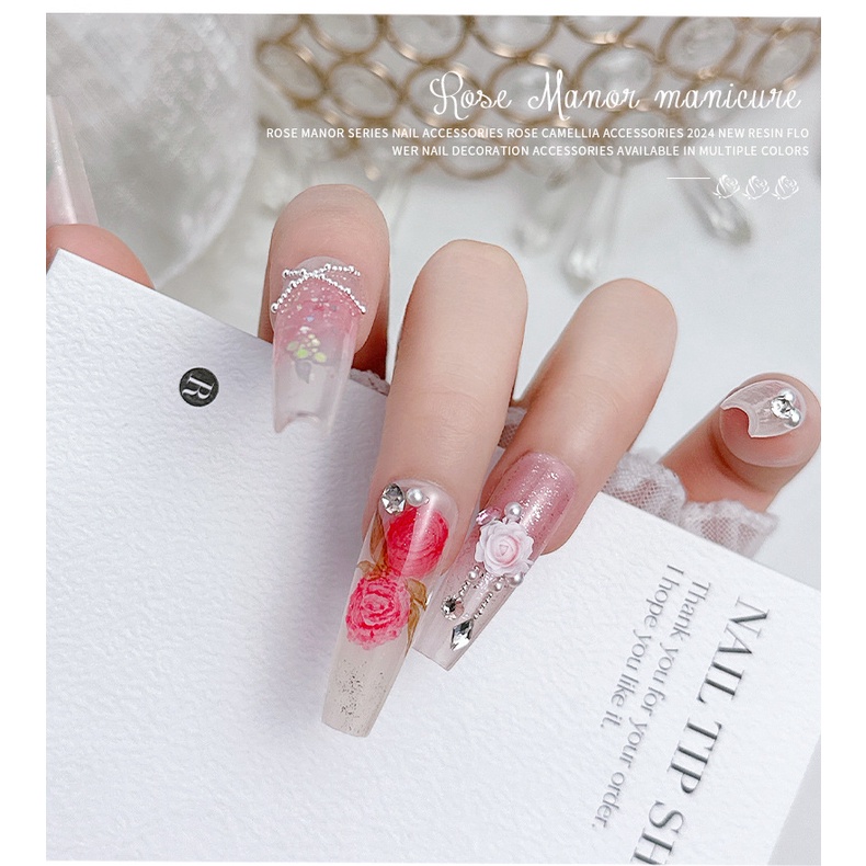 Set 25 Charm Hoa Hồng Pastel 2 Màu | Trang Trí Móng Tay